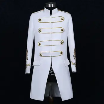 Европейски и американски мъжки яке, бяла придворен принц, яке със златни бродерии, охраняем трансгранично поява на певицата