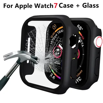 Закалено Стъкло За Apple Watch Case 7 6 SE 5 4 3 45 мм 41 мм 42 44 40 мм и Защитно фолио е с пълно покритие за Iwatch Series 7 6 5 38 мм
