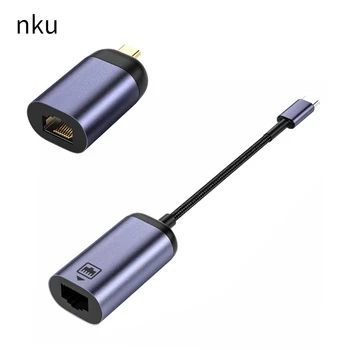 Кабел-адаптер Nku C USB Ethernet 1000 Mbps, без с Type-C с мрежова карта RJ45, Lan конектор за КОМПЮТЪР, лаптоп, мобилен телефон