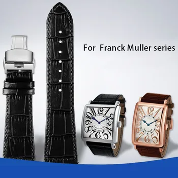 Каишка за часовник от естествена кожа серия Frank Muller, гривна от волска кожа, аксесоари за мъже и жени, каишка 22 мм 26 мм, 30 мм