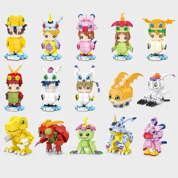 Класически Японски Цифров Чудовище Тухла Digimon Блок Agumon Gabumon Tailmon Patamon Palmon Piyomon Tentomon Gomamon Фигурки Играчки