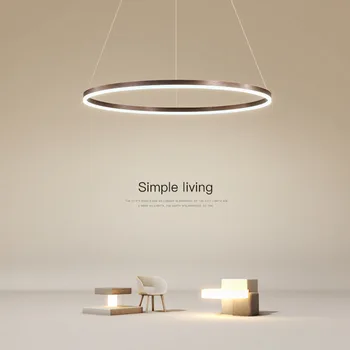 Креативна минималистичная led околовръстен полилей Златен декор Окачен лампа за кухня, трапезария, хол, реплика осветителна апаратура