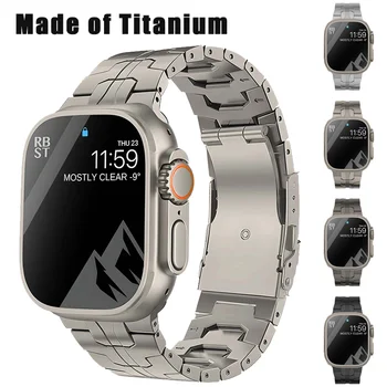 Луксозен Титан каишка за Apple Watch Ultra 49 мм 45 41 44 38 40 42 мм Мъжки Бизнес Каишка За iWatch Series 8 7 6 SE 5 4 3 Гривна