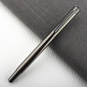 Метална сива писалка, ултра тънък върха на 0,38 mm, гладък почерк, за многократна употреба синьо-черни мастилници, в комплекта са включени конвертор за презареждане с мастило
