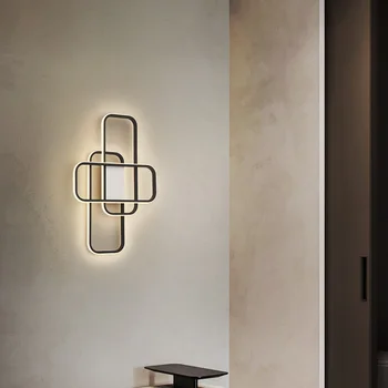 Модерни led осветление стена с регулируема яркост, лампа за дневна, спалня, Холи, монтиран на стената лампа за коридора, аплици, осветителни тела, с черна или златно покритие