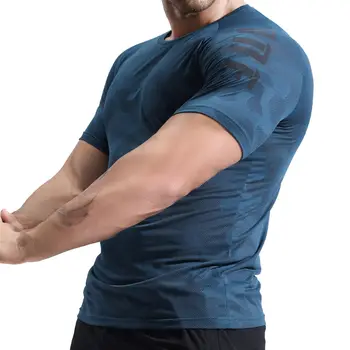 Мъжка спортна тениска с къс ръкав, бързосъхнеща тениска с сетчатыми дупки за джогинг, дишаща тениска за фитнес, топ, тениски за фитнес зала, мъжки дрехи