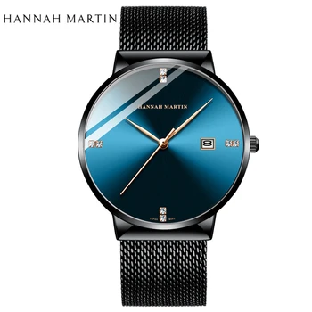 Мъжки часовник от неръждаема стомана, класически бизнес водоустойчив, най-добрата марка за Луксозни кварцов механизъм, ръчен часовник, календар, Relogio Masculino