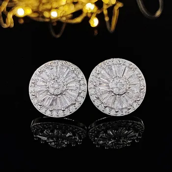 Обеци-карамфил от 925 сребро с диаманти, квадратни бижута са изработени от фин камък за жените, парти, сватба