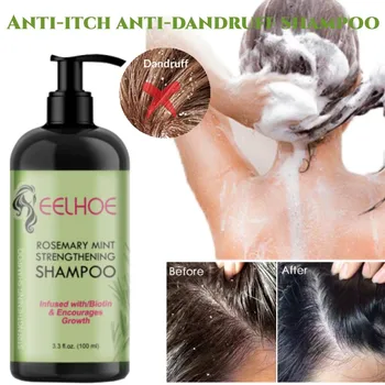 Органични стягащ шампоан с розмарин и мента, дълбоко почистващ шампоан против сърбеж и пърхот, възстановяващ шампоан за суха изтощена коса