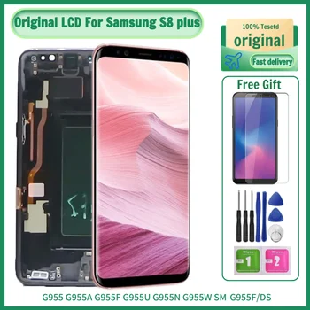 Оригинален SM-G955FD AMOLED LCD дисплей За Samsung Galaxy S8 Plus LCD дисплей С Рамка G955U G955W Смяна на Сензорен екран Digitizer