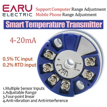 Програмируема термопара K, J, PT100 конвертор 4-20 мА TC, RTD Вход 4-20 ma Изход, датчик за температура, инсталиране на главата