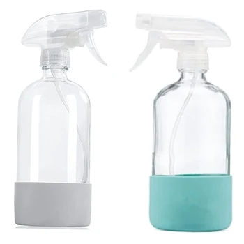 Прозрачни опаковки Стъклени опаковки с силиконови облицовки за почистващи разтвори, спрей бутилка с вода