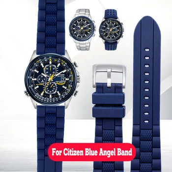 Силиконов Каишка за часовник Citizen AT8020-03L Blue Angel Ar-mani от Гумена Каишка За Часовник Air Eagle Jy8035 Дишащи Аксесоари 22-23 мм