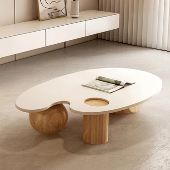 Скандинавски уникален диван нередовни на холни маси за заседналия писма Дървена овална маса за кафе, Мебели за хола, Мебели за дома