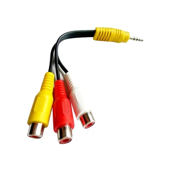 Сплитер от 3-5 мм до 3 RCA Женски аудио-видео кабел Composite AV адаптер кабел за телевизор, vcr, проектор