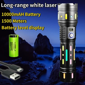 Ултра мощен led фенерче, дальнобойный мащабируем USB батерията с капацитет от 10 000 ма, флуоресцентно тактически фенер, светлината на прожекторите
