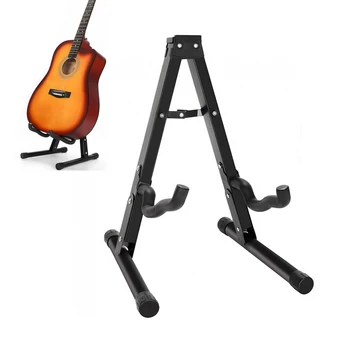 Универсалната подова поставка A Frame, черна преносима сгъваема стойка за китара, аксесоари за акустична класическата електрическа бас-китара