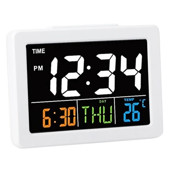 Цветен Електронен Настолен часовник голям LCD екран С Висока Температура И Дата