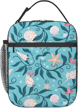 Чанта за обяд от морската фауна и морски звезди, множество запечатани чанта за хранене, подходящ за работа, на училище, на пикник и пътуване
