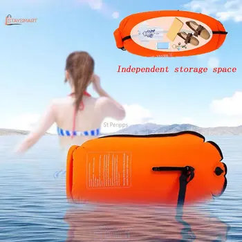 Чанта за съхранение на водни спортове, Открит плувен шамандура 20Л Надуваем теглене на плувка суха чанта с Двойна въздушна възглавница с колан и чанта за гмуркане