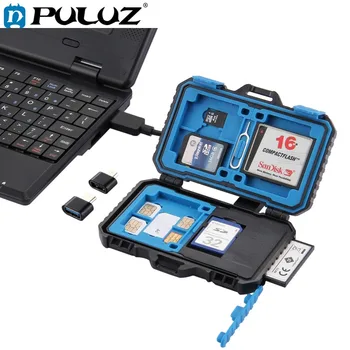 Четец на карти PULUZ + 22 в 1-Водоустойчив Калъф за карта с памет /SD-карти, Кутия за съхранение на 1 стандартна SIM карти + 2 MICRO-SIM + 2Nano-SIM + 7SD + 6TF + 1 ПИН-код карта