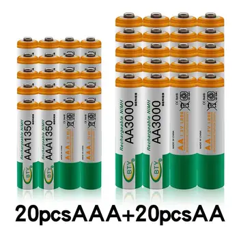 100% чисто Нов 1.2 AA 3000 mah Ni MH батерия akkus + AAA 1350 mah акумулаторна батерия Ni MH 1.2 AAA батерия