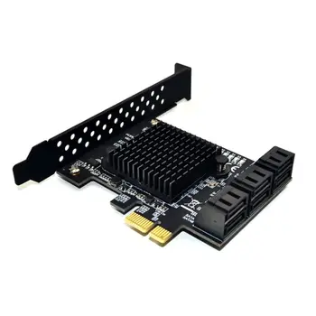 6 портове 3 за PCI EXPRESS карти за разширяване, контролер PCI-E, адаптер, PCIe 1X to III 6 gb, допълнителни карти за твърд диск