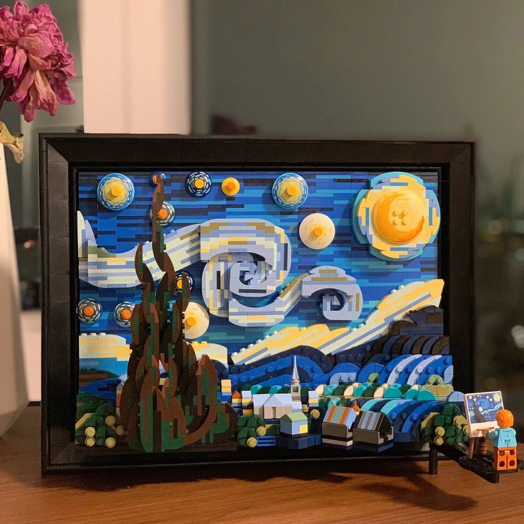 Moc Творчеството на Винсент Ван Гог Звездна нощ градивните елементи на художествена живопис тухли Начало декор образователна играчка празничен подарък