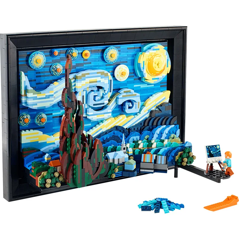 Moc Творчеството на Винсент Ван Гог Звездна нощ градивните елементи на художествена живопис тухли Начало декор образователна играчка празничен подарък