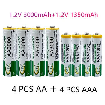 Безплатна доставка на нова батерия 1,2 НА AA 3000 mah NiMH акумулаторна батерия + AAA батерия 1350 mah акумулаторна батерия NiMH AAA батерия