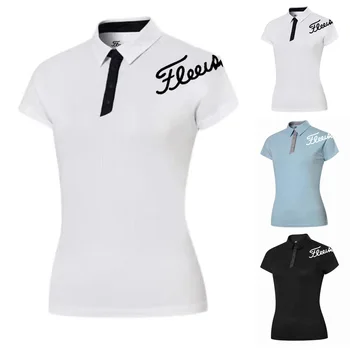 Жените риза за голф, лятна модни спортни облекла за голф, ризи с къс ръкав, дишащи бързо съхнещи поло риза за дами