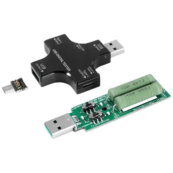 Тестер USB C, 2 в 1 USB тестер Type C, цветен екран, IPS цифров мултицет, напрежение, ток, мощност, температура, с ботуш